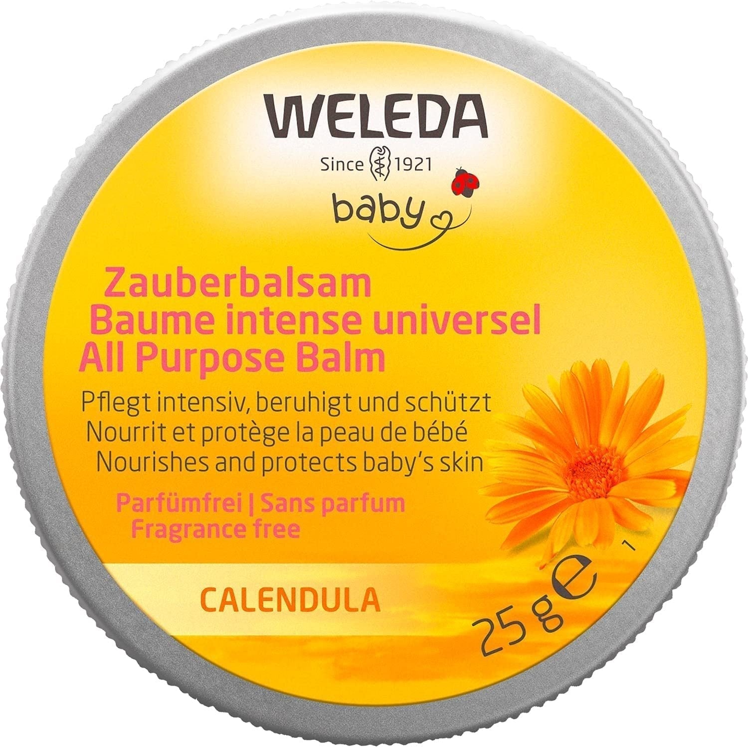 WELEDA Organic Baby Calendula Magic Balm - Uniwersalny balsam naturalnych kosmetyków do twarzy i ciała do pielęgnacji i łagodzenia suchej skóry i ust. Uniwersalny bogaty balsam dla niemowląt i dzieci (1x 25g) Dzieci - Kąpiel i pielęgnacja Naty Shop