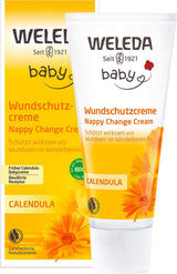 WELEDA Organiczny krem ​​​​ochronny na rany dla niemowląt z nagietkiem 75ml - Naturalny kosmetyk maść na rany/krem dla dzieci do ochrony wrażliwej skóry dziecka w okolicach pieluszki. Pomaga na zaczerwienienia, podrażnienia i ból skóry. Dzieci - Kąpiel i pielęgnacja skóry Naty Shop Krem ochronny na rany 75 ml
