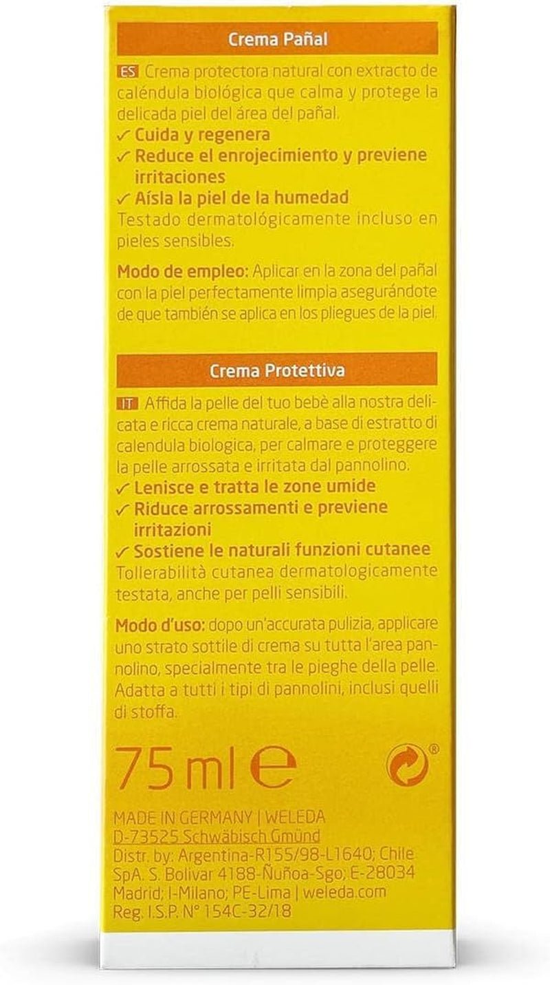 WELEDA Organiczny krem ​​ochronny na rany dla niemowląt z nagietkiem 75ml - Naturalny kosmetyk maść na rany/krem dla dzieci do ochrony wrażliwej skóry dziecka w okolicach pieluszki. Pomaga przy zaczerwienieniach, podrażnieniach i bólu skóry. Dzieci - Kąpiele i pielęgnacja skóry Naty Shop