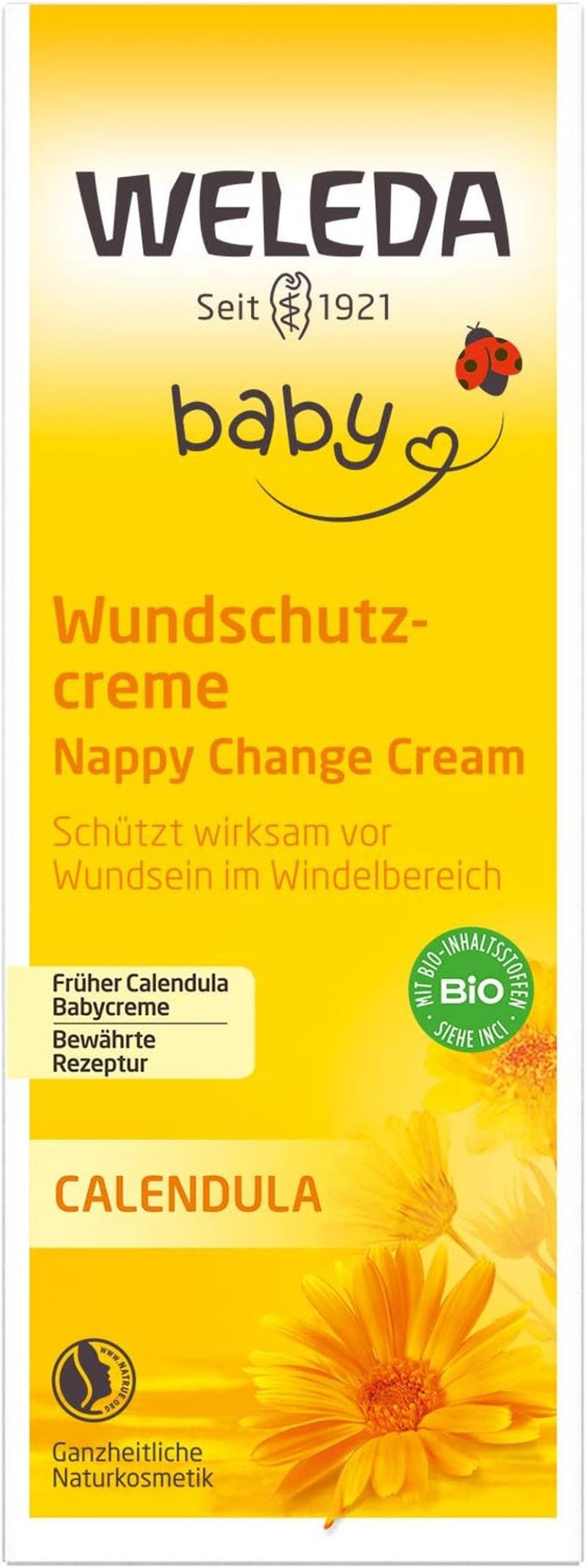 WELEDA Organiczny krem ​​ochronny na rany dla niemowląt z nagietkiem 75ml - Naturalny kosmetyk maść na rany/krem dla dzieci do ochrony wrażliwej skóry dziecka w okolicach pieluszki. Pomaga przy zaczerwienieniach, podrażnieniach i bólu skóry. Dzieci - Kąpiele i pielęgnacja skóry Naty Shop