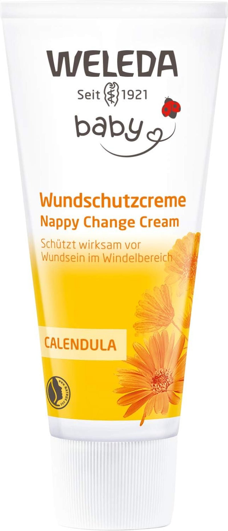 WELEDA Organiczny krem ​​ochronny na rany dla niemowląt z nagietkiem 75ml - Naturalny kosmetyk maść na rany/krem dla dzieci do ochrony wrażliwej skóry dziecka w okolicach pieluszki. Pomaga przy zaczerwienieniach, podrażnieniach i bólu skóry. Dzieci - Kąpiele i pielęgnacja skóry Naty Shop