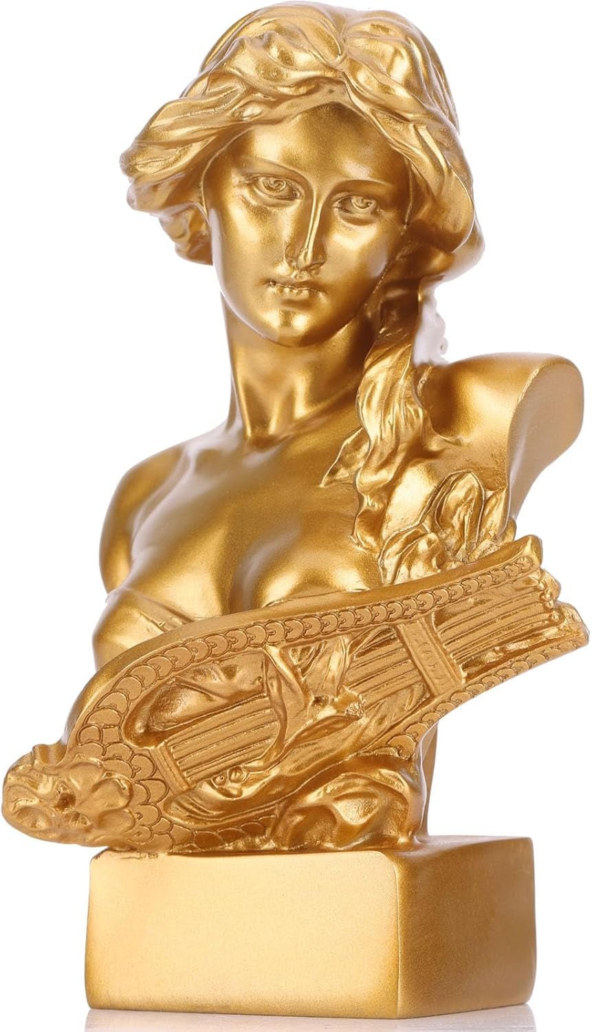 XMGZQ Biała statua Afrodyty, żywiczna statua popiersia z mitologii greckiej, do dekoracji pokoju kokietki, dekoracji ciemnego pokoju akademickiego, półki na książki, przegroda, centralny element stolika kawowego, statuetki i rzeźby Naty Shop Gold