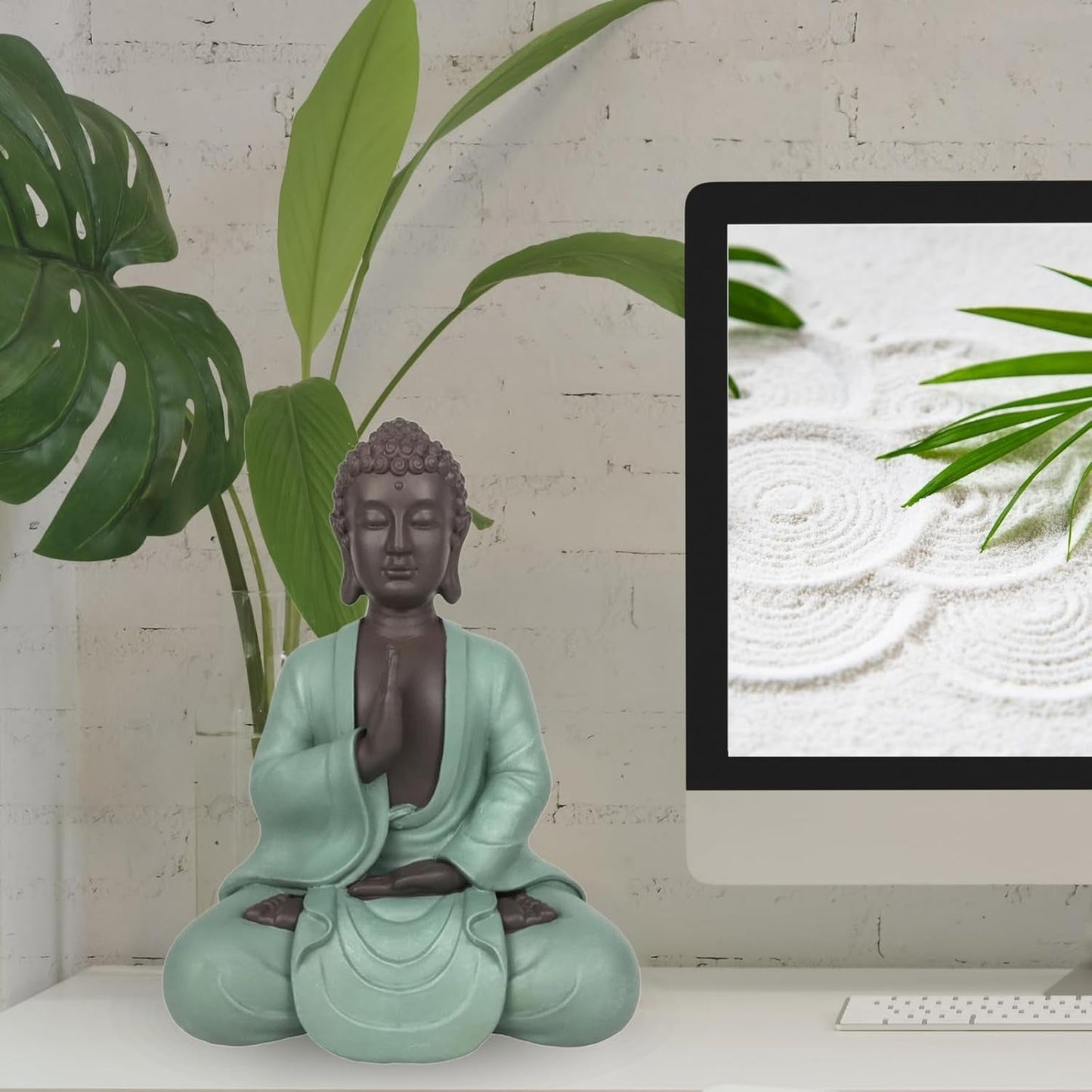 Zen Arôme SBM5 Posąg Zen Bodhi, zielono-brązowy, wysokość 20 cm Figurki i rzeźby Naty Shop