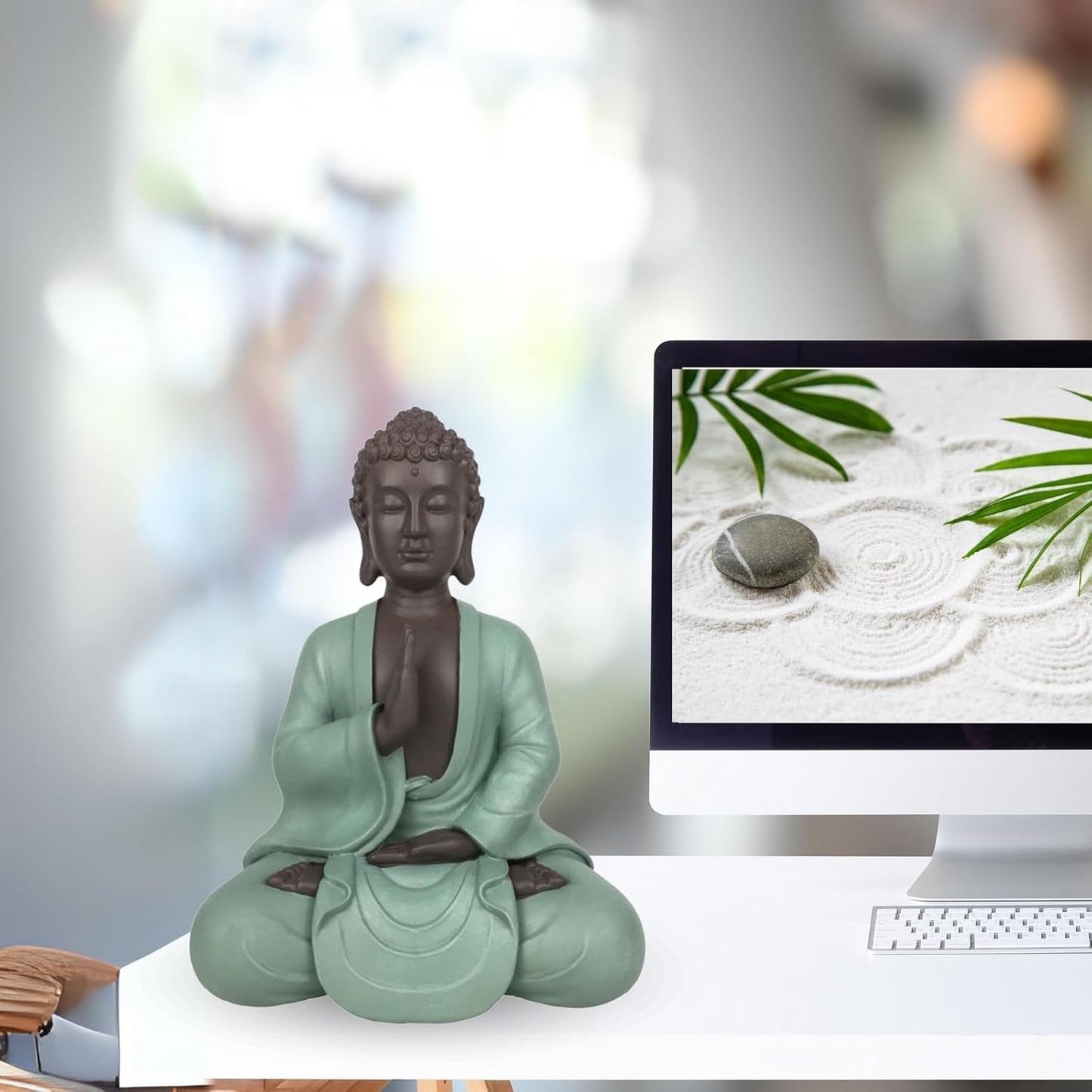 Zen Arôme SBM5 Posąg Zen Bodhi, zielono-brązowy, wysokość 20 cm Figurki i rzeźby Naty Shop