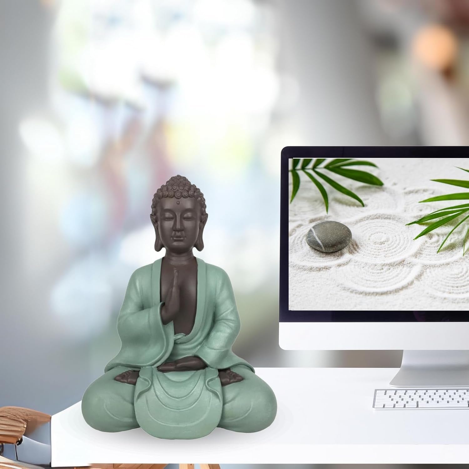 Zen Arôme SBM5 Posąg Zen Bodhi, zielono-brązowy, wysokość 20 cm Figurki i rzeźby Naty Shop