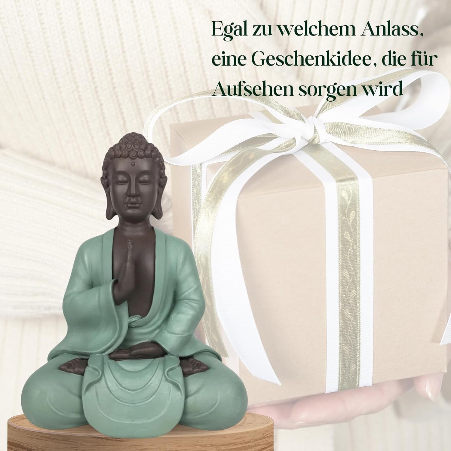 Zen Arôme SBM5 Posąg Zen Bodhi, zielono-brązowy, wysokość 20 cm Figurki i rzeźby Naty Shop