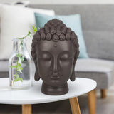 Zen'Light - Figurka z głową Buddy - Ozdoba do zen, medytacji i feng shui - Prezent dla relaksującej i duchowej atmosfery - Figurka Buddy - Wysokość: 20 cm - Kolor: zielony/brązowy Figurki i rzeźby Naty Shop