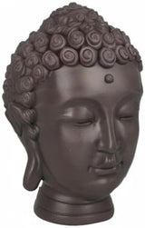 Zen'Light - Figurka z głową Buddy - Ozdoba do zen, medytacji i feng shui - Prezent dla relaksującej i duchowej atmosfery - Figurka Buddy - Wysokość: 20 cm - Kolor: zielony/brązowy Figurki i rzeźby Naty Shop