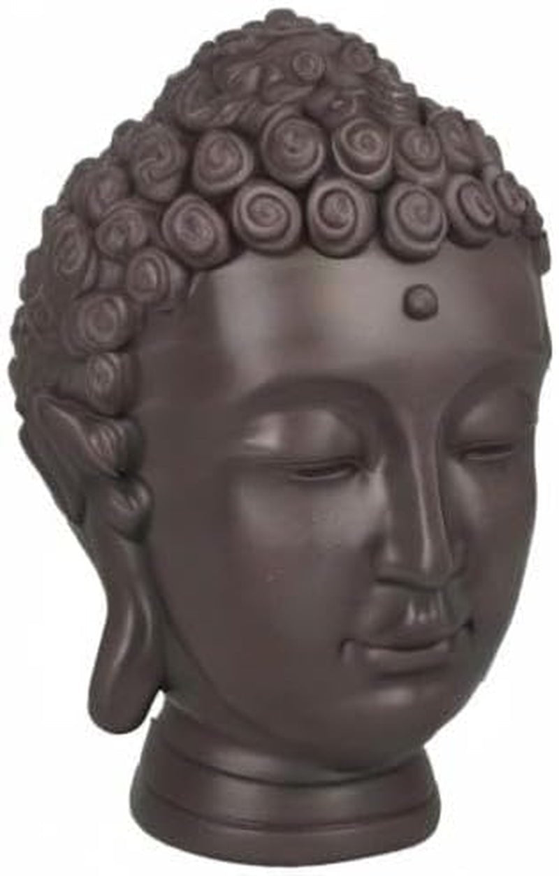 Zen'Light - Figurka z głową Buddy - Ozdoba do zen, medytacji i feng shui - Prezent dla relaksującej i duchowej atmosfery - Figurka Buddy - Wysokość: 20 cm - Kolor: zielony/brązowy Figurki i rzeźby Naty Shop