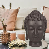 Zen'Light - Figurka z głową Buddy - Ozdoba do zen, medytacji i feng shui - Prezent dla relaksującej i duchowej atmosfery - Figurka Buddy - Wysokość: 20 cm - Kolor: zielony/brązowy Figurki i rzeźby Naty Shop