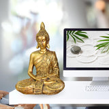 Zen'Light - Figurka z głową Buddy Sanci - Ozdoba do zen, medytacji i feng shui - Prezent dla relaksującej i duchowej atmosfery - Posąg Buddy - Wysokość: 18 cm - Kolor: złoty Figurki i rzeźby Naty Shop