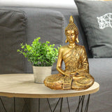 Zen'Light - Figurka z głową Buddy Sanci - Ozdoba do zen, medytacji i feng shui - Prezent dla relaksującej i duchowej atmosfery - Posąg Buddy - Wysokość: 18 cm - Kolor: złoty Figurki i rzeźby Naty Shop