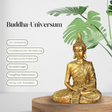 Zen'Light - Figurka z głową Buddy Sanci - Ozdoba do zen, medytacji i feng shui - Prezent dla relaksującej i duchowej atmosfery - Posąg Buddy - Wysokość: 18 cm - Kolor: złoty Figurki i rzeźby Naty Shop