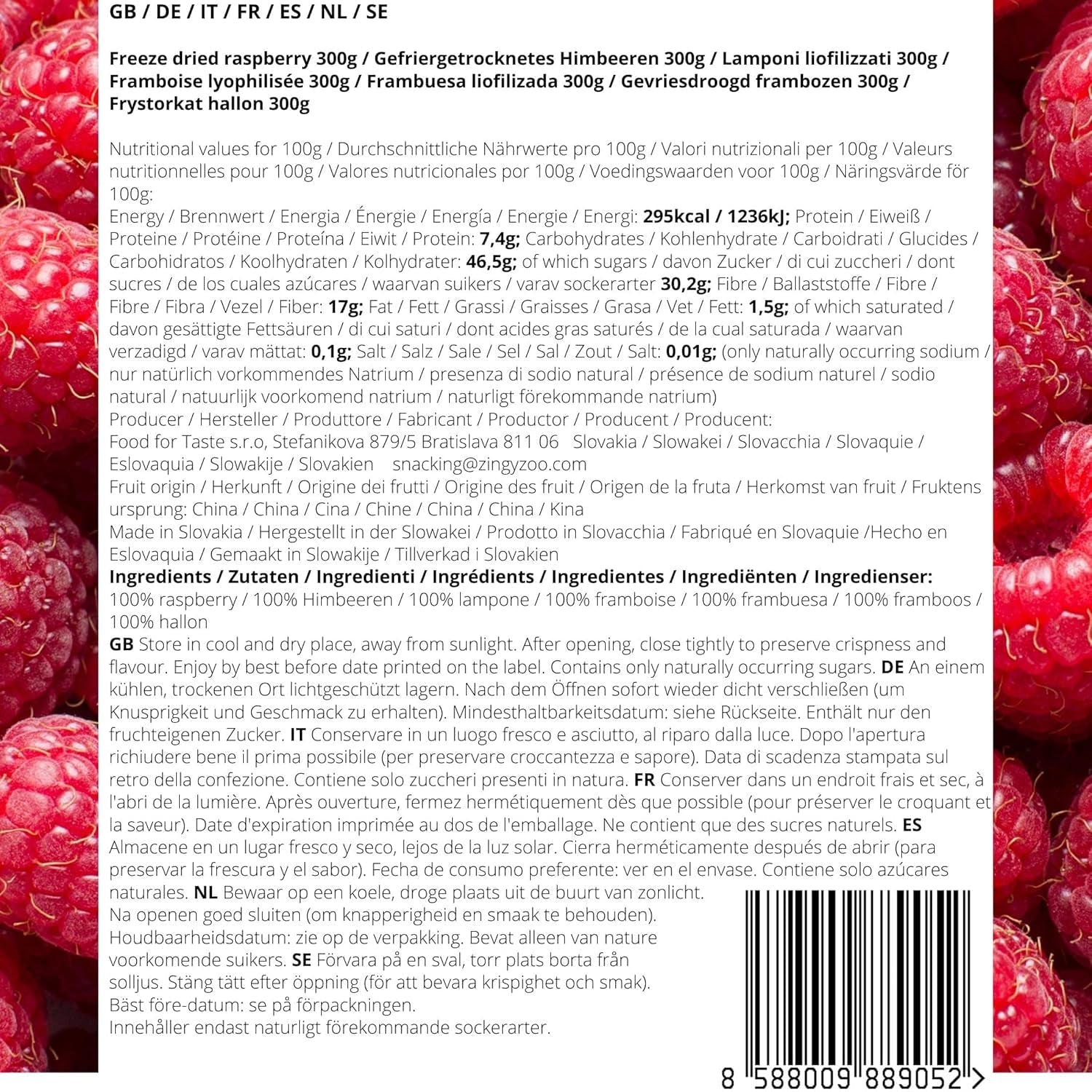 Maliny liofilizowane Kawałki łamane | XL 300g Owoce suszone liofilizowane | Suszone maliny Bezglutenowe Owoce liofilizowane | Owoce liofilizowane | Malina liofilizowana Naty Sklep z produktami suszonymi