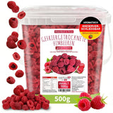 Maliny liofilizowane, BEZ produktów chińskich, 500g całe owoce liofilizowane, bez dodatków, owocowe, wyprodukowane w Niemczech Produkty suszone Naty Shop 500 G (1 opakowanie)